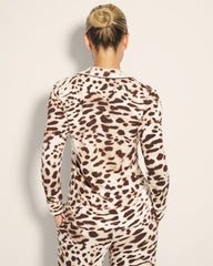 ANIMAL AURA WHITE SMOKE - Long-Sleeve Printed Notch Collar Pajama Top | Soma