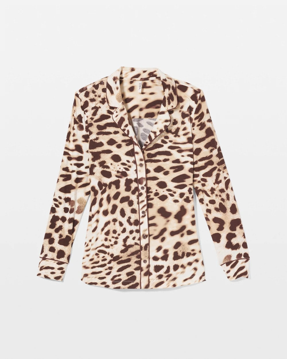 ANIMAL AURA WHITE SMOKE - Long-Sleeve Printed Notch Collar Pajama Top | Soma