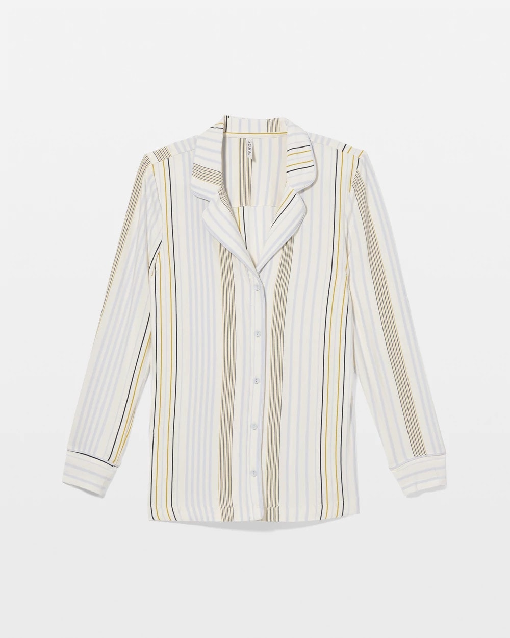 SUMMIT STRIPE CHAMPAGNE - Long-Sleeve Printed Notch Collar Pajama Top | Soma