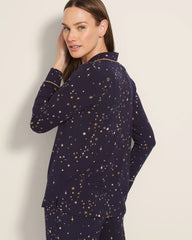 READY TO GLOW NAVY - Long-Sleeve Printed Notch Collar Pajama Top | Soma
