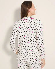 FANCIFUL DOT CHAMPAGNE - Long-Sleeve Printed Notch Collar Pajama Top | Soma