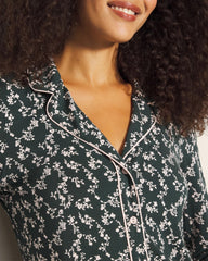 TINY PETALS DK EVERGLADE - Long-Sleeve Printed Notch Collar Pajama Top | Soma
