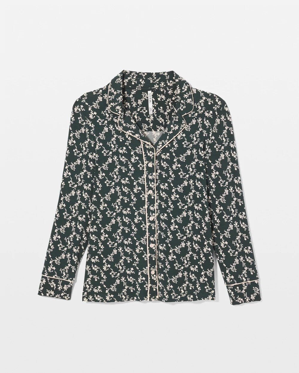 TINY PETALS DK EVERGLADE - Long-Sleeve Printed Notch Collar Pajama Top | Soma