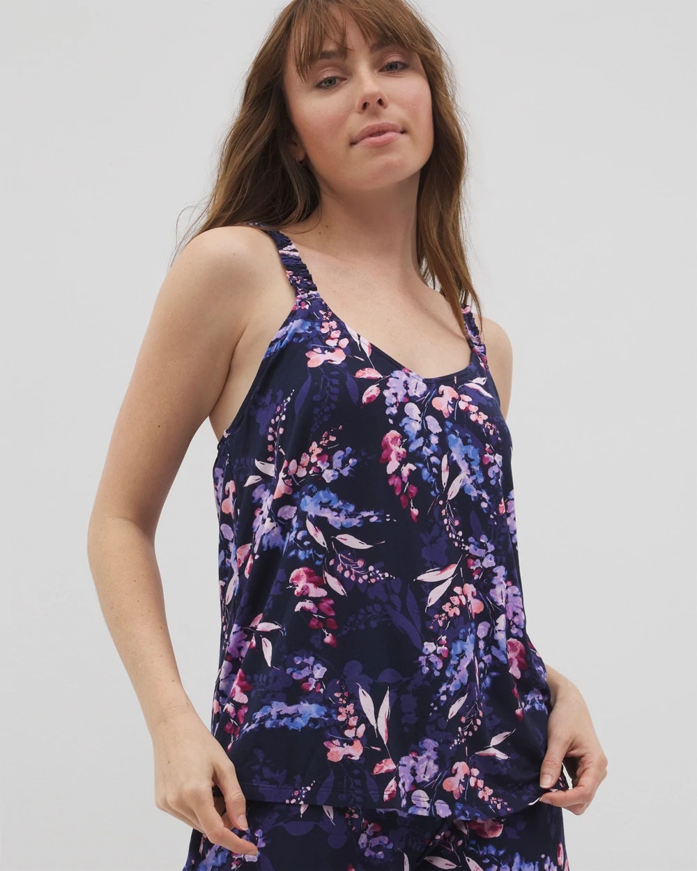 BLOOM BRIGHTLY NAVY - Mini Ruffle Pajama Cami | Soma