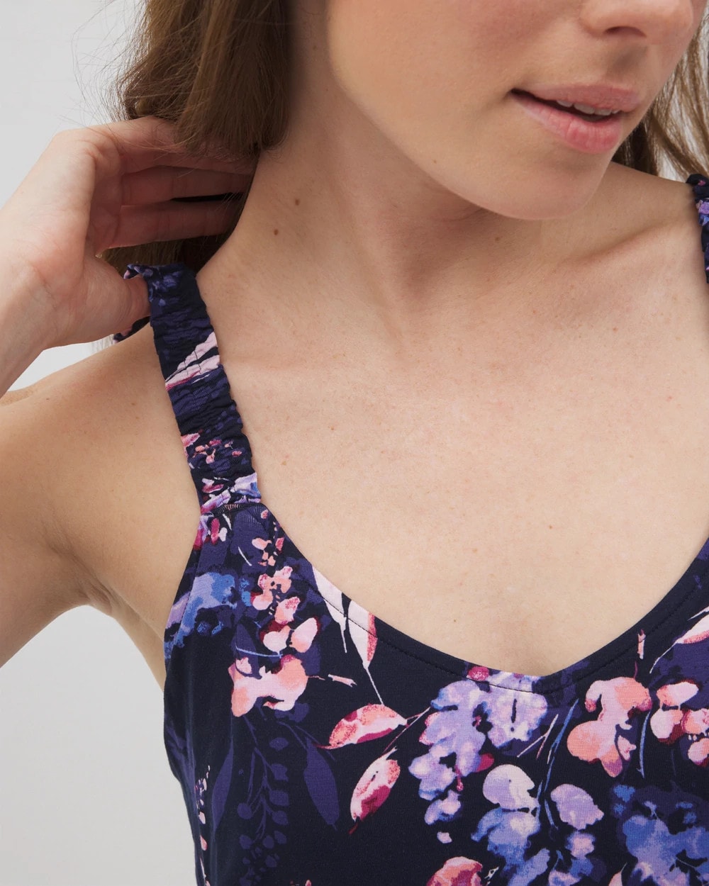 BLOOM BRIGHTLY NAVY - Mini Ruffle Pajama Cami | Soma