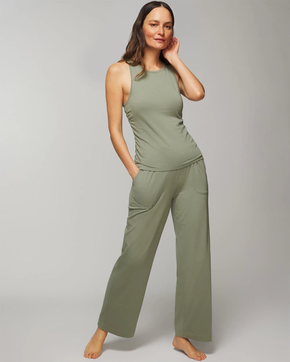 RESTORATION GREEN - Shirred Side Pajama Tank | Soma