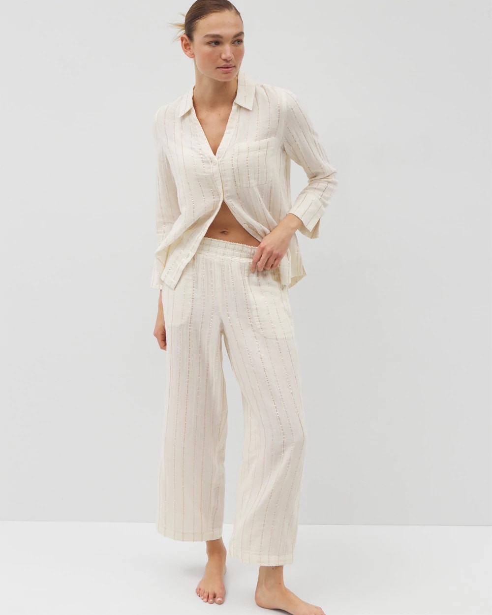 CHAMPAGNE STRIPE - Cotton Gauze Pajama Pant | Soma