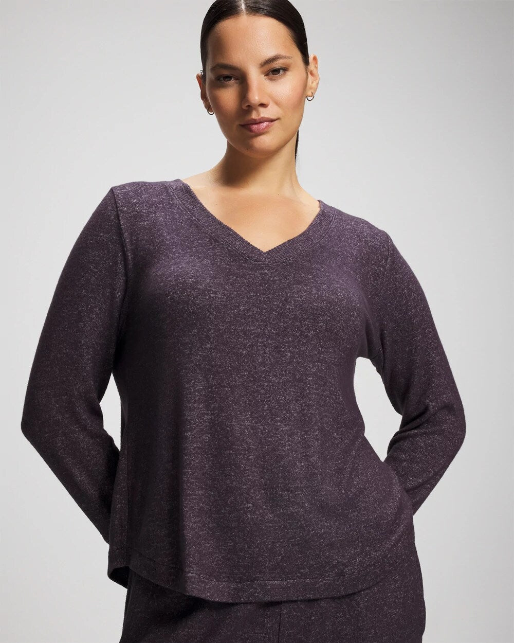 GRAY INK/PEARLED IVORY - Long Sleeve Pajama Tee | Soma