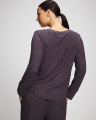 GRAY INK/PEARLED IVORY - Long Sleeve Pajama Tee | Soma