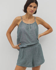 DARK SEA CROSSDYE - Cotton Gauze Pajama Shorts | Soma