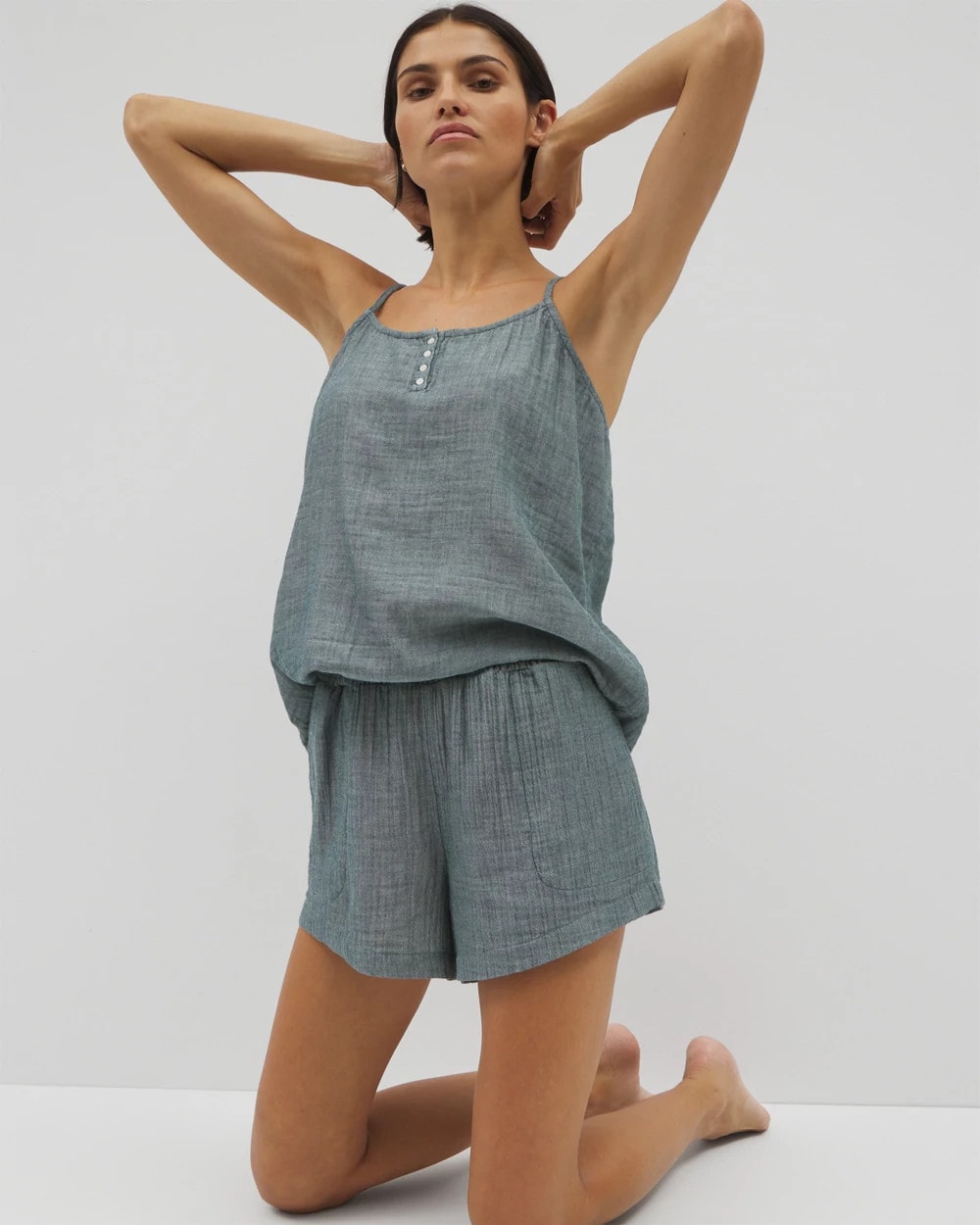 DARK SEA CROSSDYE - Cotton Gauze Pajama Shorts | Soma