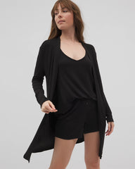 BLACK - Lightweight Rib Knit Long Sleeve Wrap | Soma