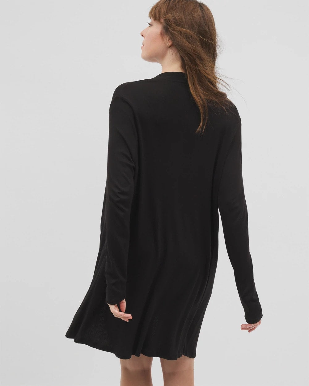 BLACK - Lightweight Rib Knit Long Sleeve Wrap | Soma