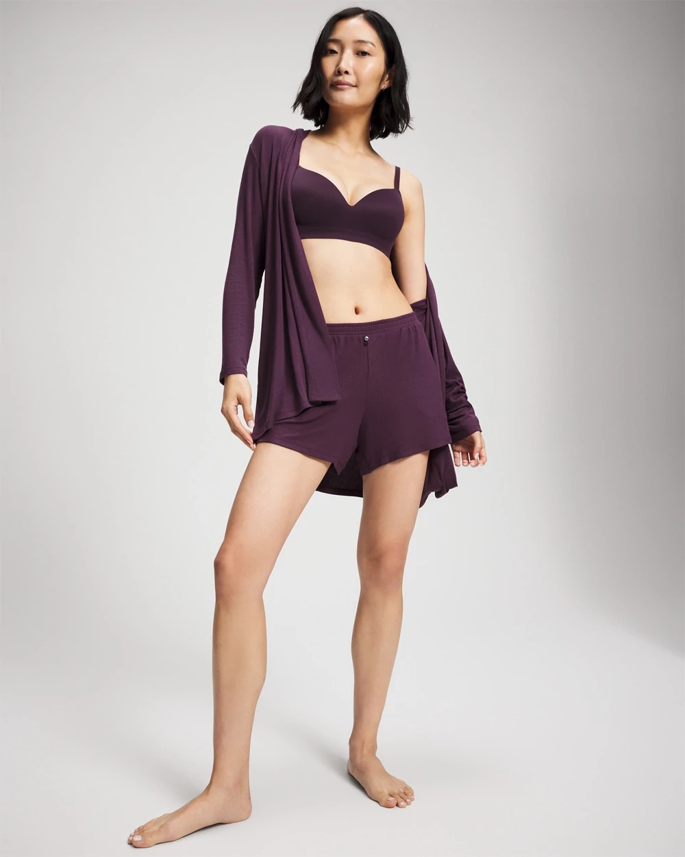 PLUM PERFECT - Lightweight Rib Knit Long Sleeve Wrap | Soma