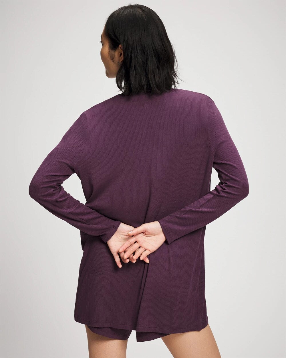 PLUM PERFECT - Lightweight Rib Knit Long Sleeve Wrap | Soma