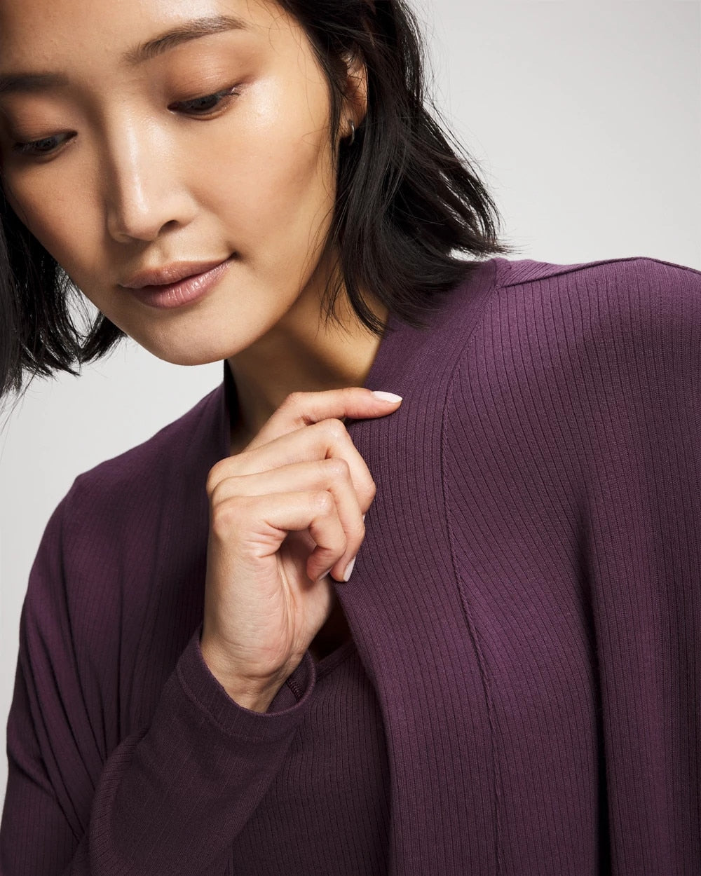 PLUM PERFECT - Lightweight Rib Knit Long Sleeve Wrap | Soma