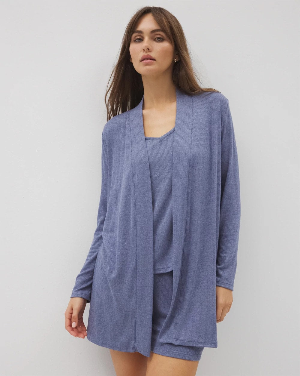 HEATHER DUSK - Lightweight Rib Knit Long Sleeve Wrap | Soma