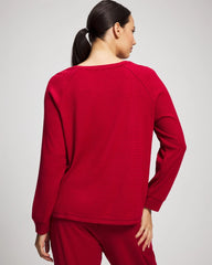 PAINT THE TOWN RED - Cozy Waffle Long Sleeve V-Neck Pajama Top | Soma