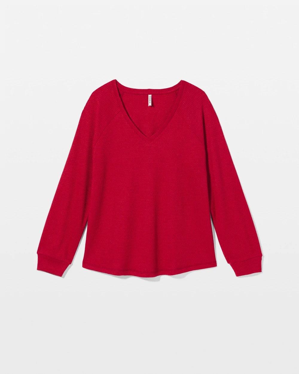 PAINT THE TOWN RED - Cozy Waffle Long Sleeve V-Neck Pajama Top | Soma