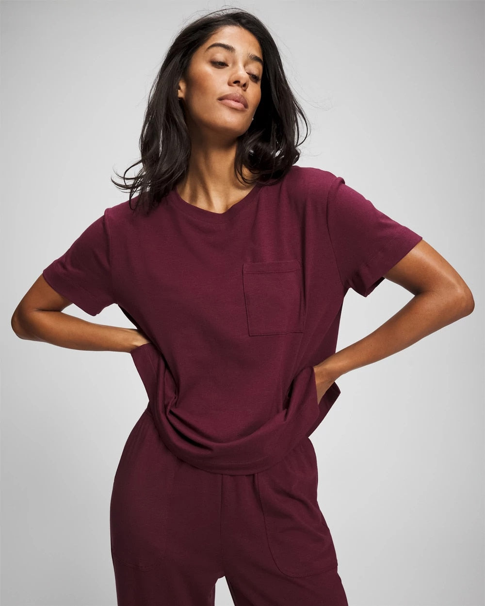VELVET PLUM - Short-Sleeve Pocket Pajama Tee | Soma