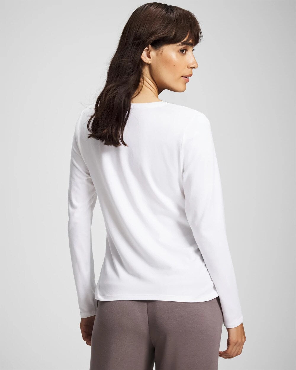 OPTIC WHITE - Ruched Long Sleeve Pajama Tee | Soma