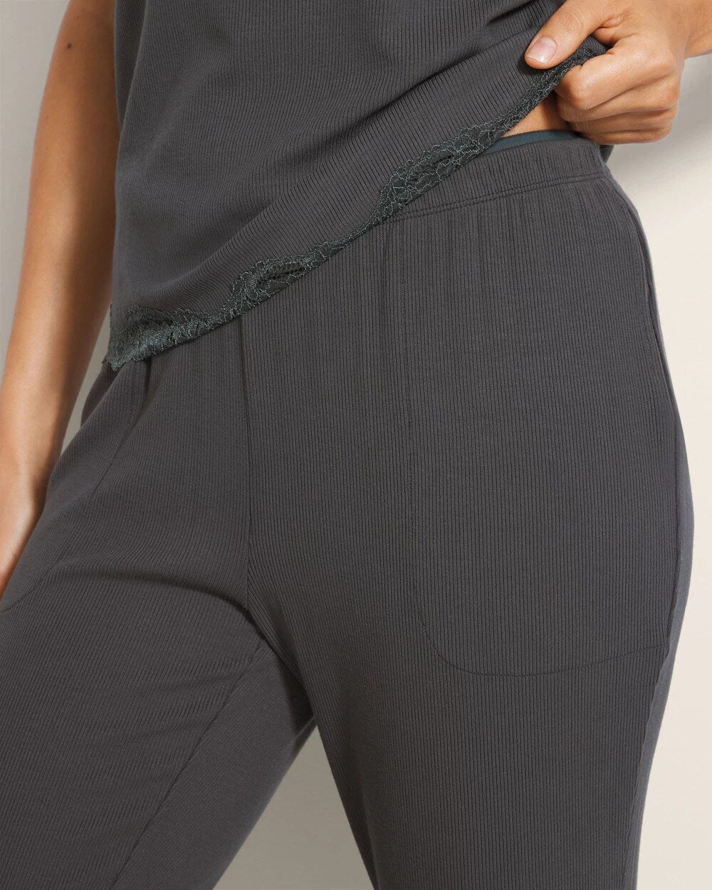 DARK EVERGLADE - Rib Ankle Pajama Pants | Soma