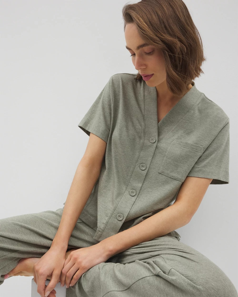 HEATHER HIGHLANDS - Button-Front Pajama Tee | Soma