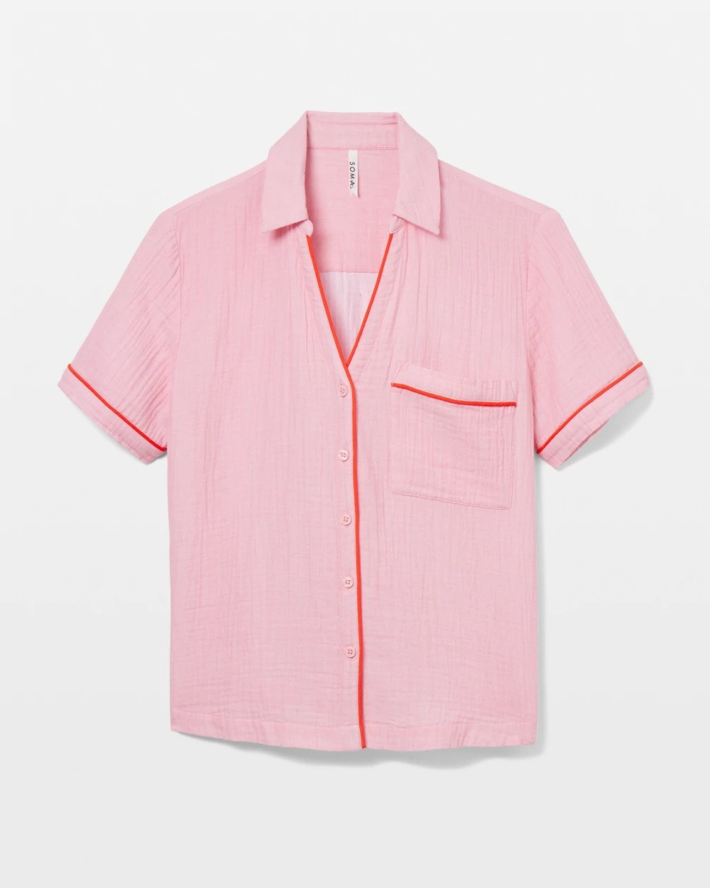 CROSSDYE MAKE ME BLUSH - Short-Sleeve Notch Collar Pajama Top | Soma