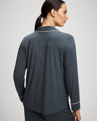 PETROL - Long-Sleeve Notch Collar Pajama Top | Soma