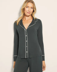 DARK EVERGLADE - Long-Sleeve Notch Collar Pajama Top | Soma
