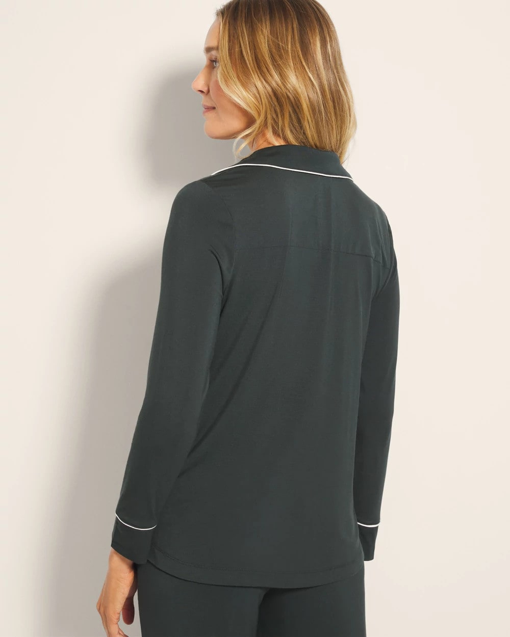 DARK EVERGLADE - Long-Sleeve Notch Collar Pajama Top | Soma