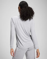 HEATHER OPAL GRAY - Long-Sleeve Notch Collar Pajama Top | Soma