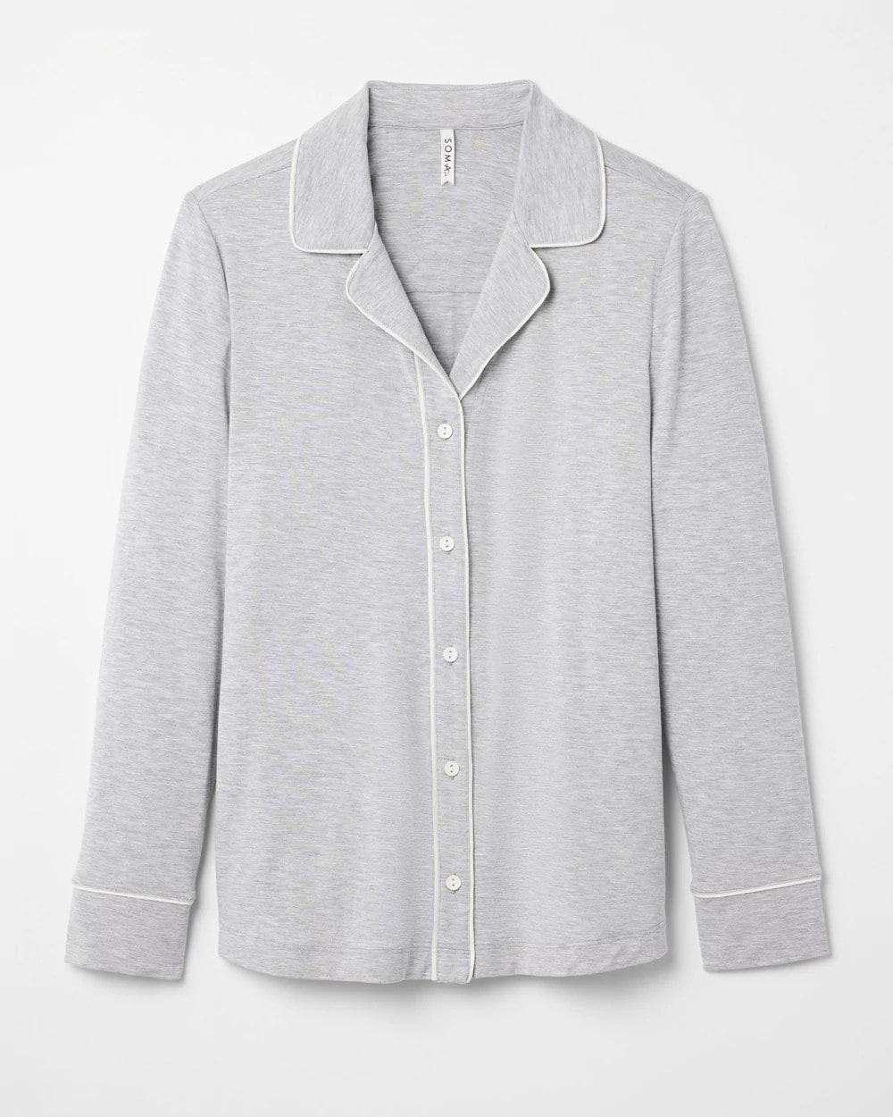 HEATHER OPAL GRAY - Long-Sleeve Notch Collar Pajama Top | Soma