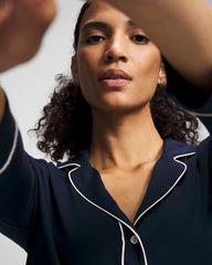 NIGHTFALL NAVY - Long-Sleeve Notch Collar Pajama Top | Soma