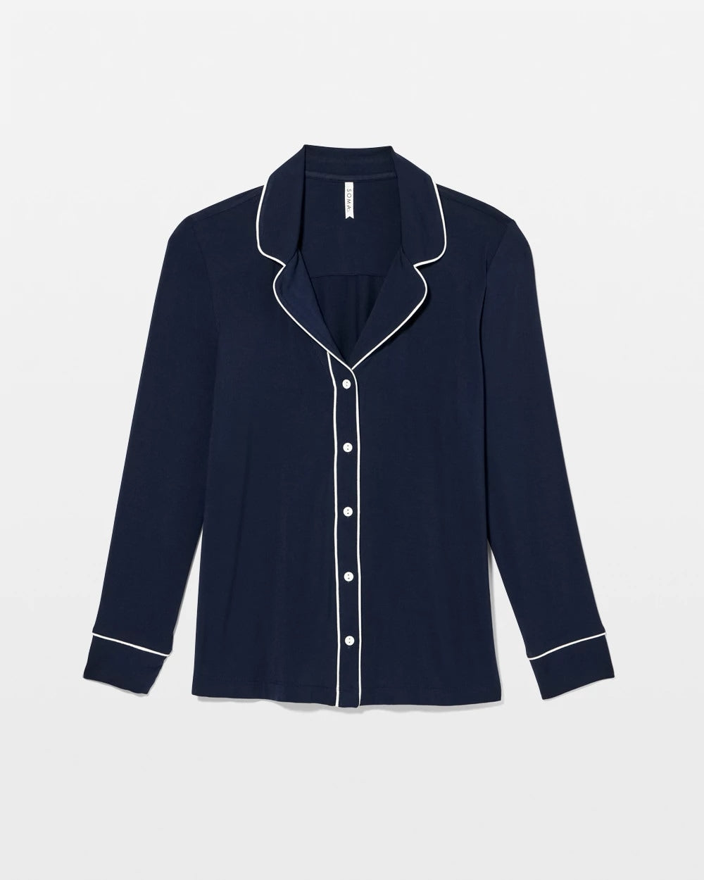 NIGHTFALL NAVY - Long-Sleeve Notch Collar Pajama Top | Soma