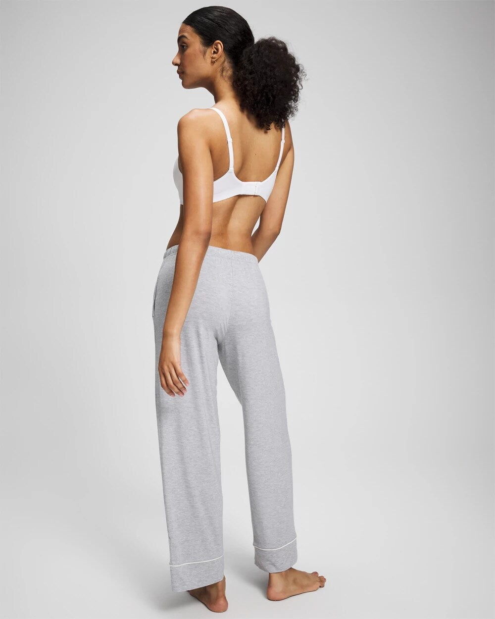 HEATHER OPAL GRAY - Solid Piped Pajama Pants | Soma
