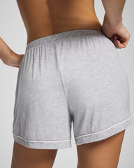 HEATHER OPAL GRAY - Solid Piped Pajama Shorts | Soma