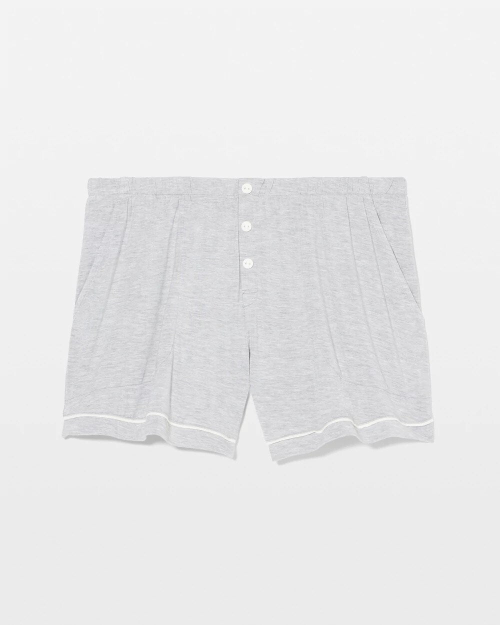 HEATHER OPAL GRAY - Solid Piped Pajama Shorts | Soma
