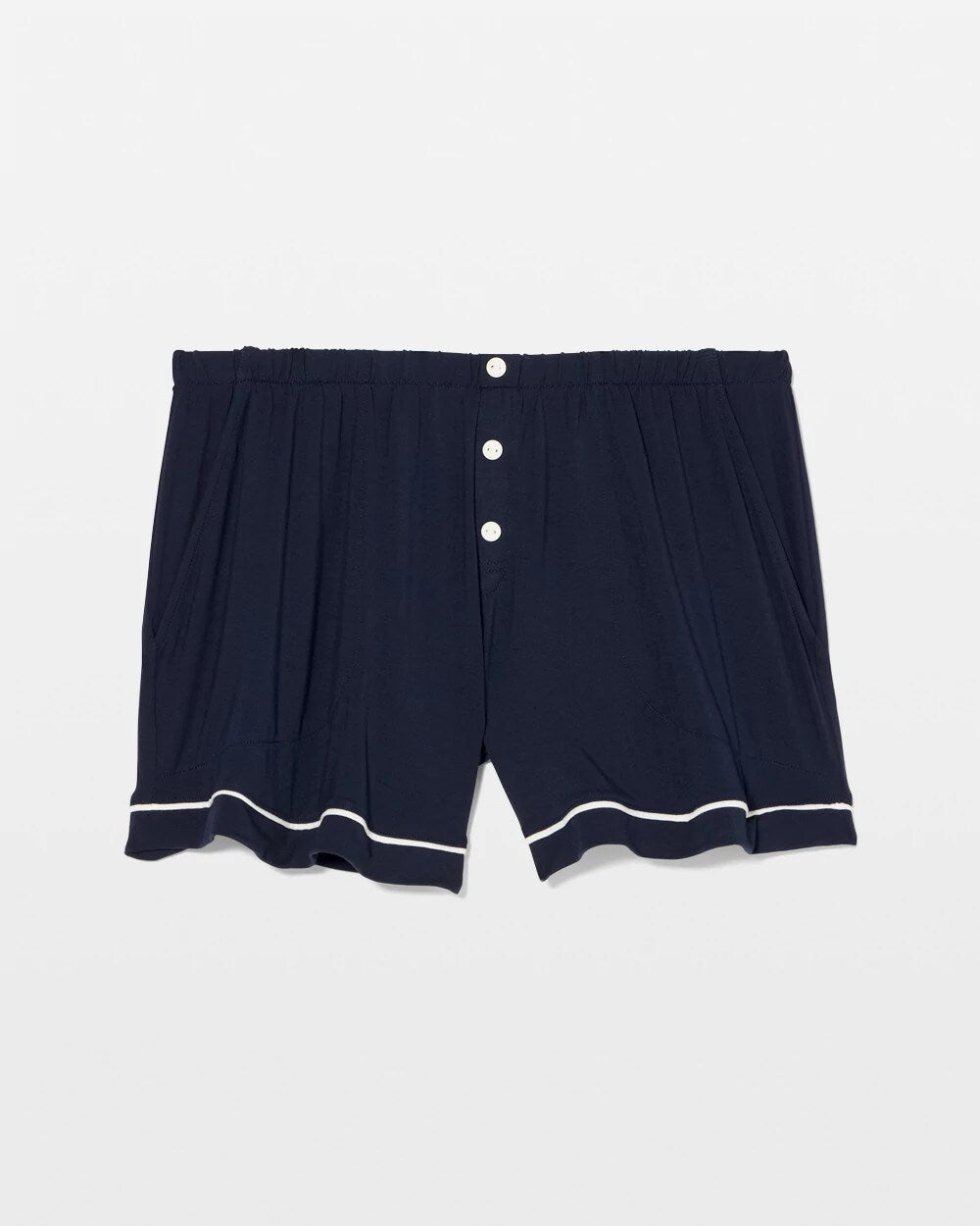 NIGHTFALL NAVY - Solid Piped Pajama Shorts | Soma