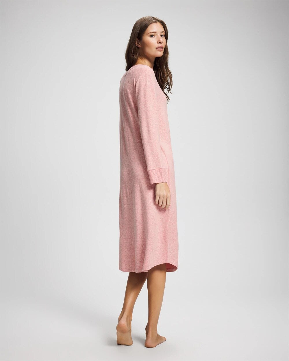 CAMEO PINK/DUSTY ROSE - Long Sleeve Midi Sleepshirt | Soma