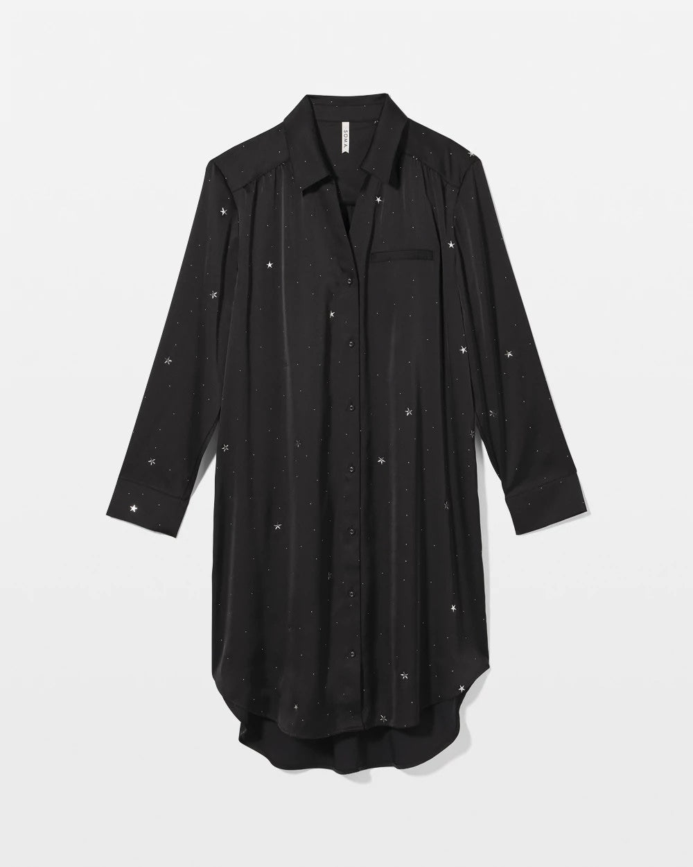 SILVER DEW DROP/BLACK - Long-Sleeve Sleep Shirt | Soma