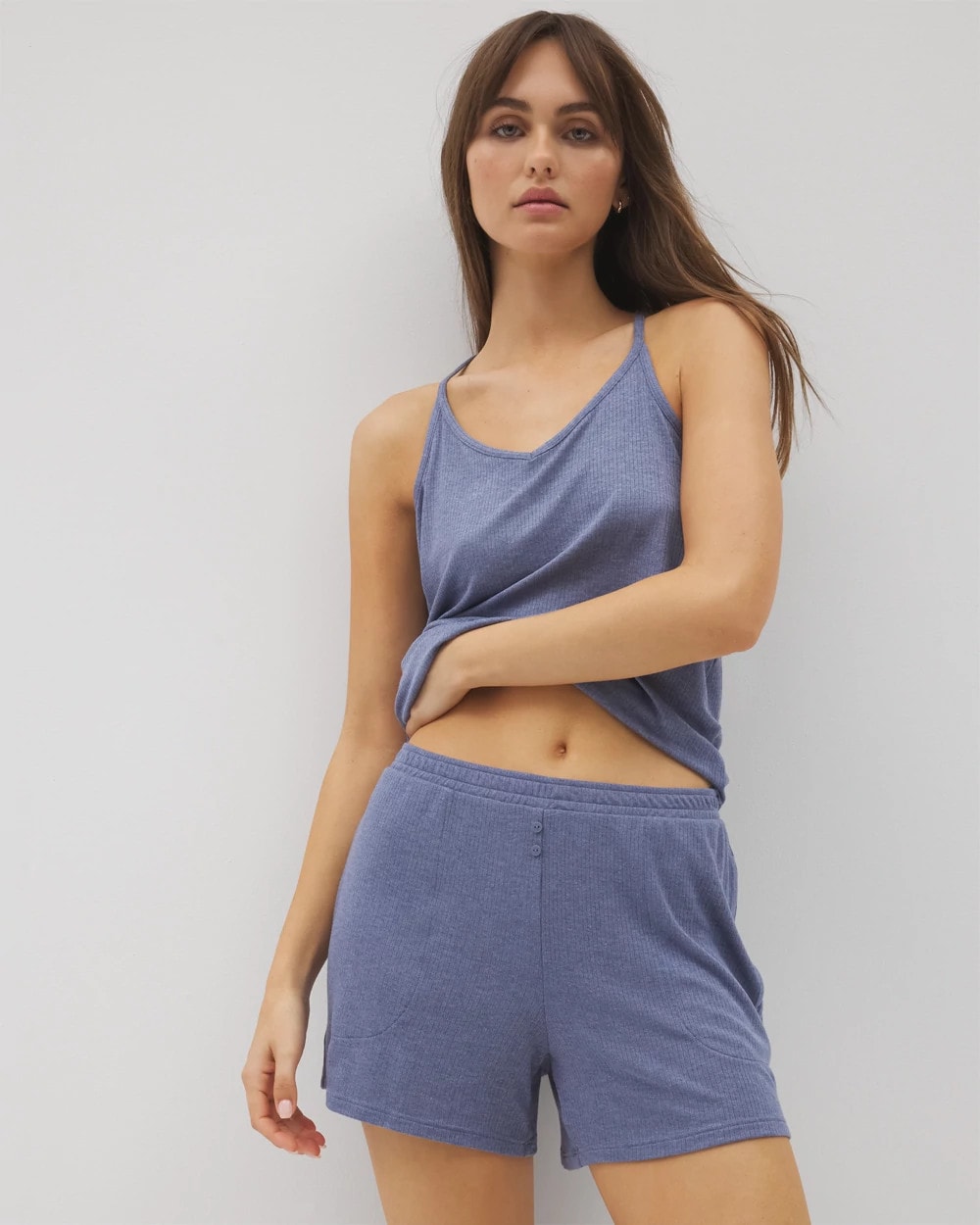 HEATHER DUSK - Lightweight Rib Knit Pajama Shorts | Soma