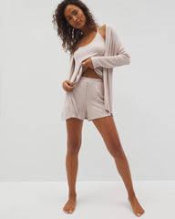 HEATHER BARELY THERE - Lightweight Rib Knit Pajama Shorts | Soma