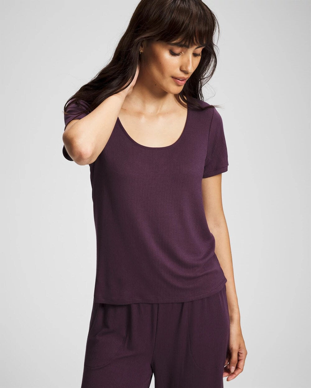 PLUM PERFECT - Lightweight Rib Knit Short Sleeve Pajama Tee | Soma