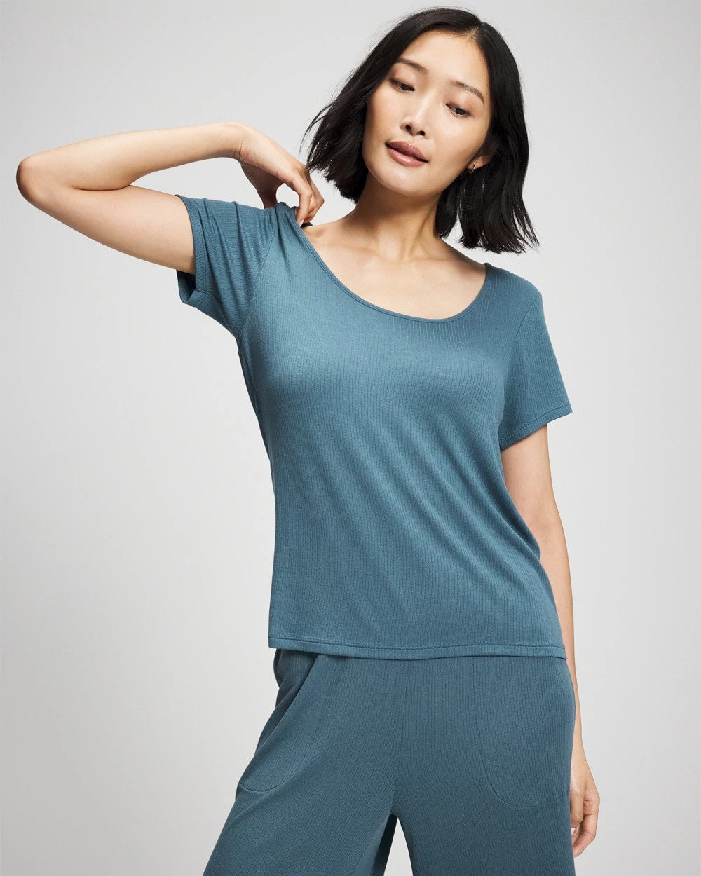 TAPESTRY - Lightweight Rib Knit Short Sleeve Pajama Tee | Soma