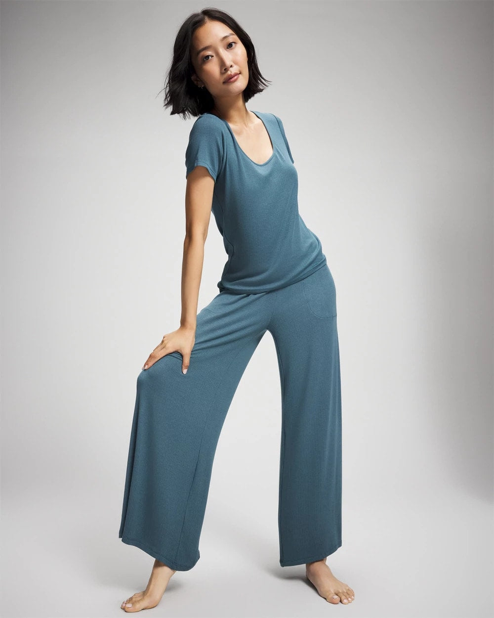 TAPESTRY - Lightweight Rib Knit Short Sleeve Pajama Tee | Soma