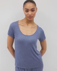 HEATHER DUSK - Lightweight Rib Knit Short Sleeve Pajama Tee | Soma