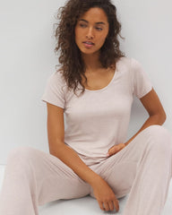 HEATHER BARELY THERE - Lightweight Rib Knit Short Sleeve Pajama Tee | Soma