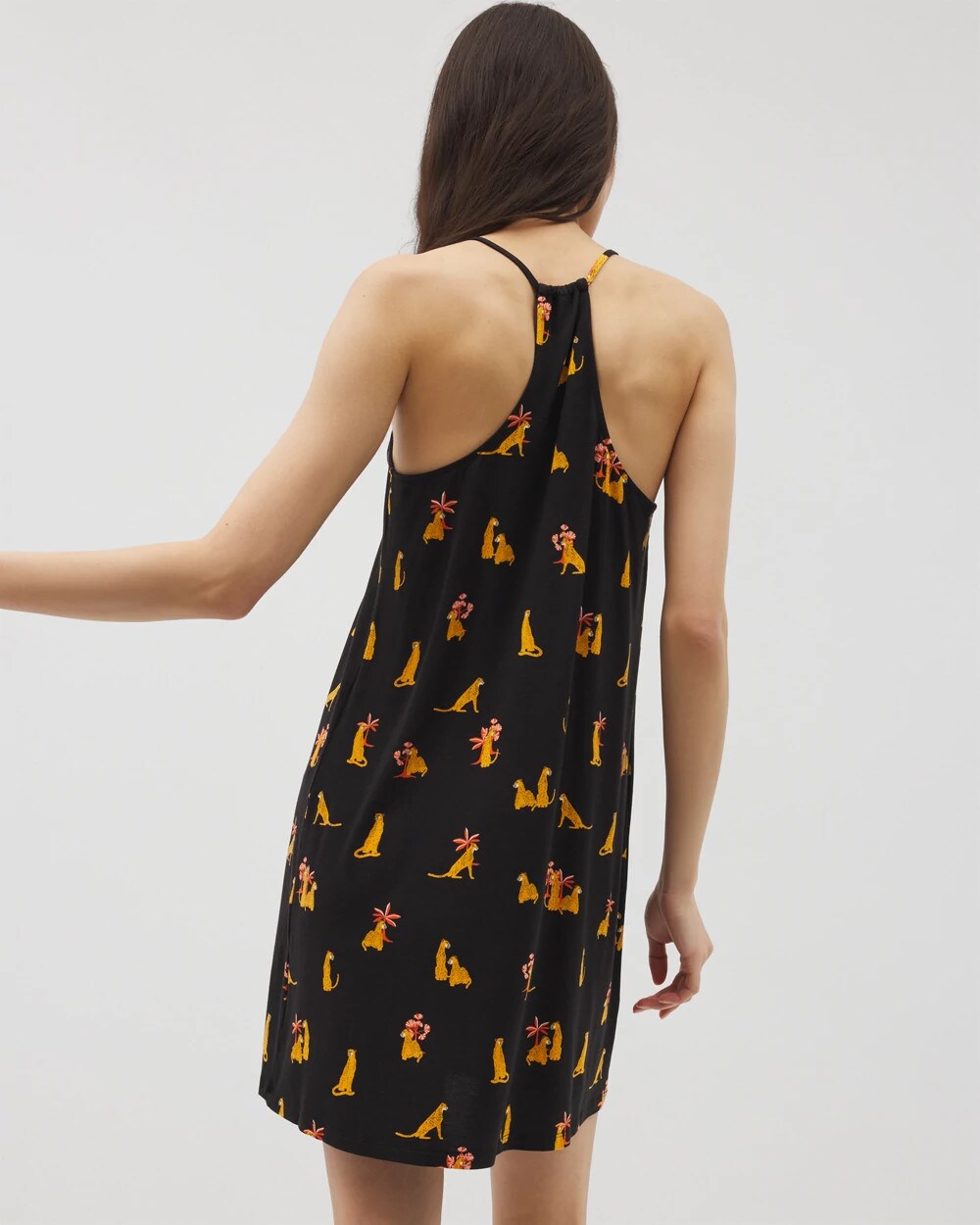 FELINE FUN MID BLK - Strappy Sleepshirt | Soma