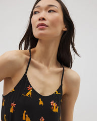 FELINE FUN MID BLK - Strappy Sleepshirt | Soma